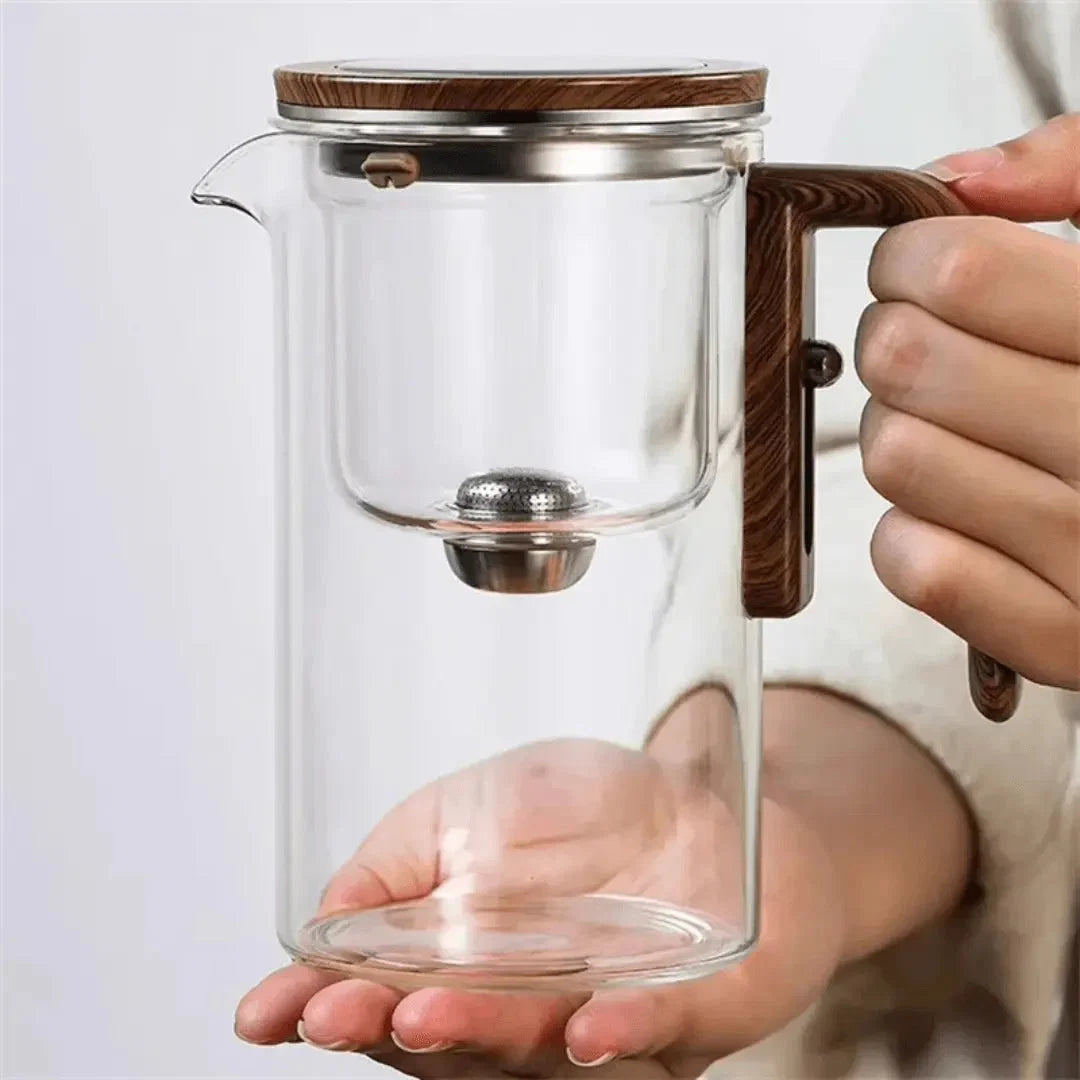 Teapot Heat-Resistant Glass Push-Button Brew Built-In Strainer 720ml