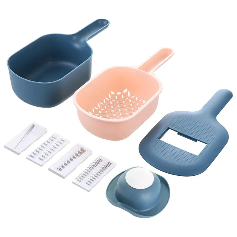 Vegetable Cutter Stainless Steel Blades & Rotating Drain Basket