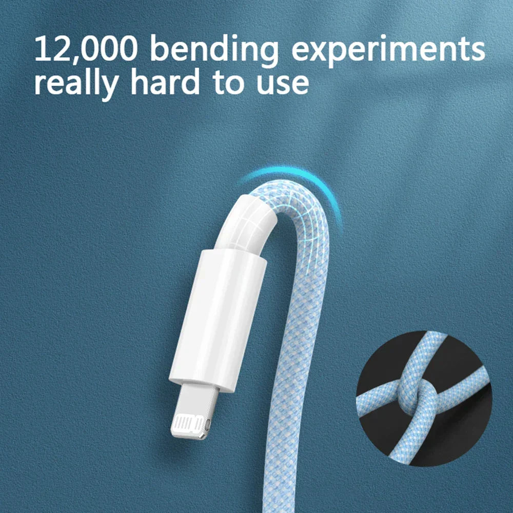 USB-C To Lightning Cable Fast Charging Braided Nylon 2-Pack
