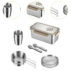 Camping Dinnerware Set Stainless Steel Compact Storage Box