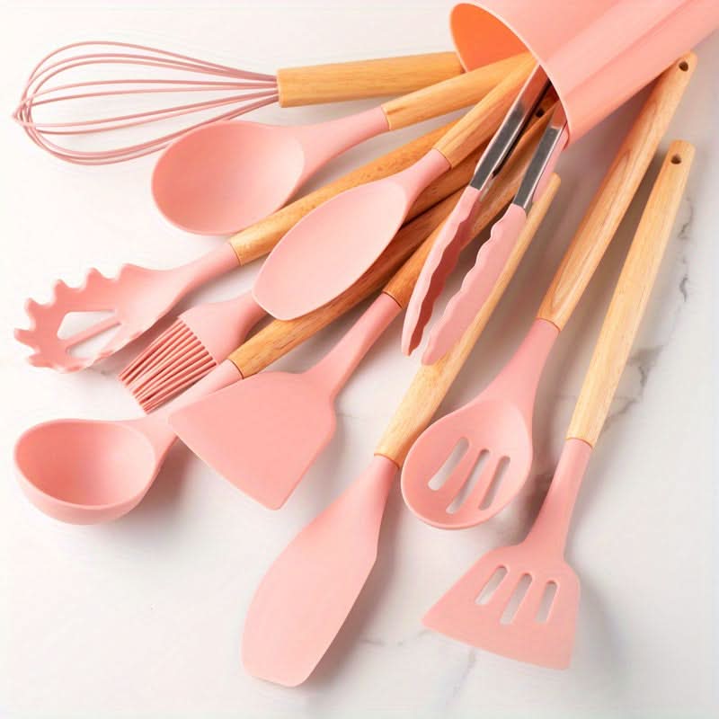 12-Piece Heat-Resistant Silicone Utensils Set for Kitchen Use