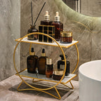 Metal Skincare and Cosmetic Shelf with Cat Ear Base - Two-Tier Organizer