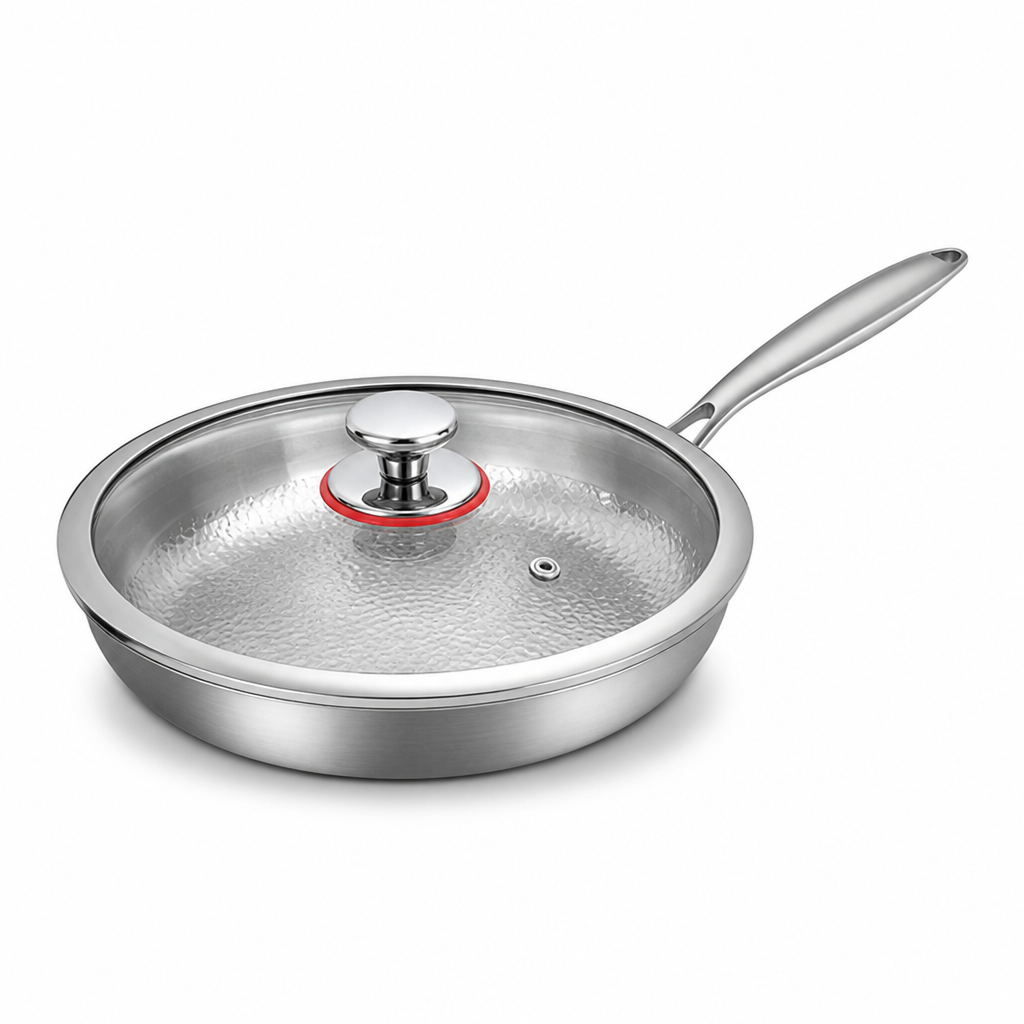 3-Layer Steel Titanium Nonstick Frying Pan (With Lid)