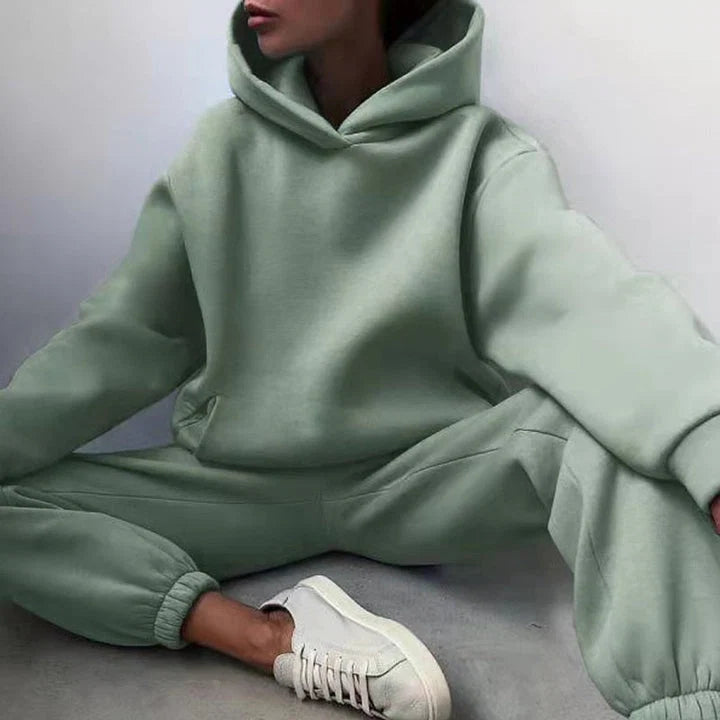 Lounge Set Oversized Relaxed Fit Cotton-Poly Blend Elastic Waistband