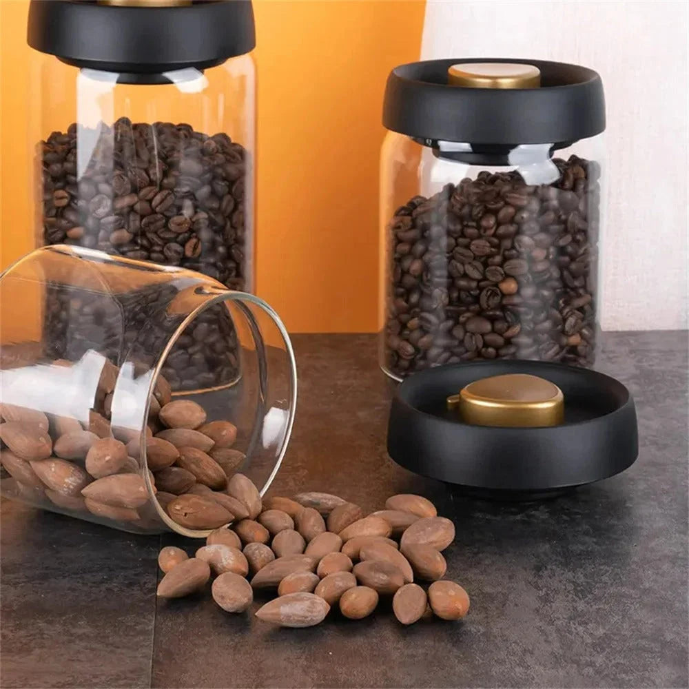 Coffee Bean Storage Jar Vacuum Pump Airtight Borosilicate Glass