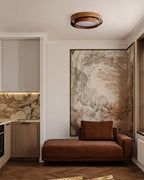 Walnut Finish Round Metal Ceiling Light (Triac Dimmable)