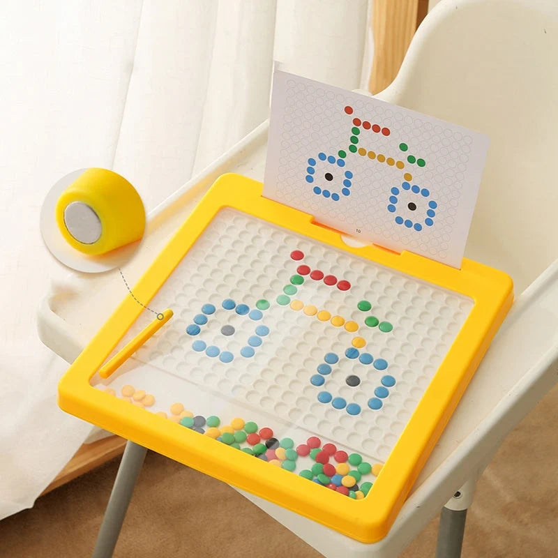 Kids Magnetic Drawing Board 106 Colored Beads & Pen