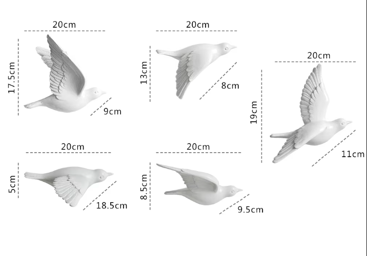 SereneFlight 3D Bird Wall Decor Set - Sophisticated Resin Sculptures