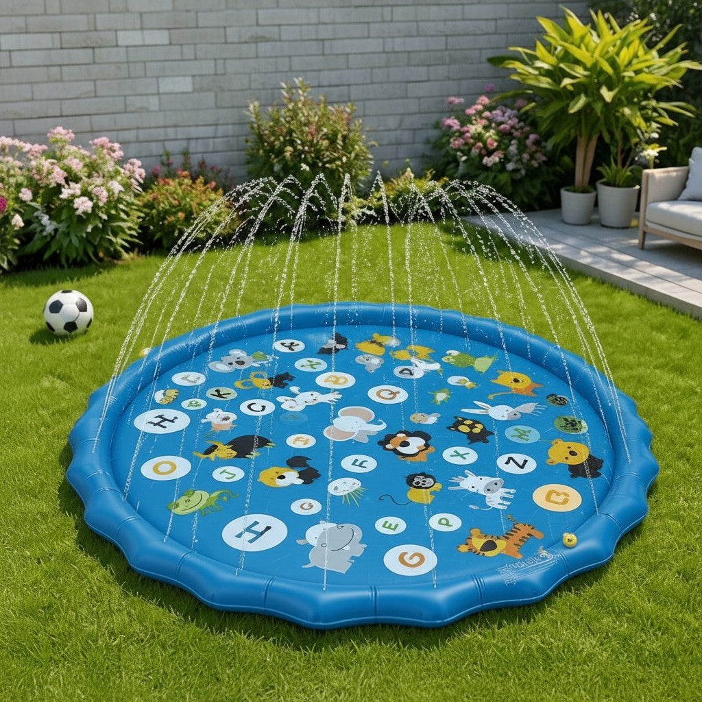 Sprinkler-Equipped Inflatable Water Play Mat