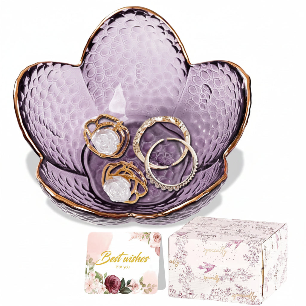 Flower-Shaped Ceramic Ring Holder Tray for Mother's Day Gift
