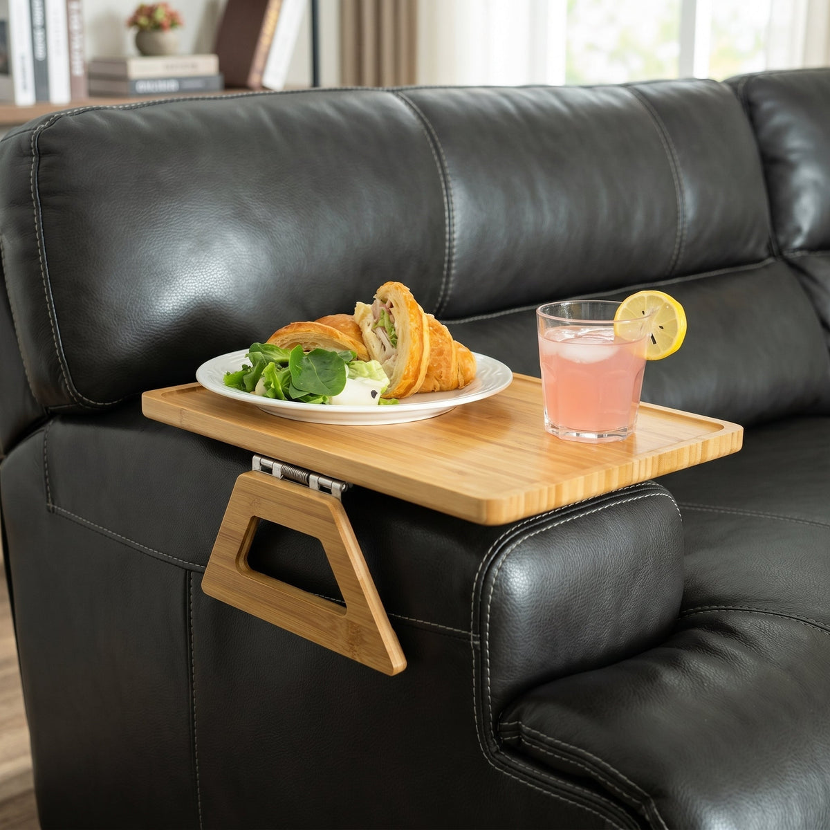 Foldable Stand Design Sofa Side Table with Armrest Tray