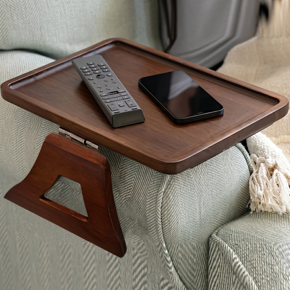 Foldable Stand Design Sofa Side Table with Armrest Tray