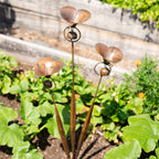 Triple Calla Lily Garden Stake with Bells in Copper Finish