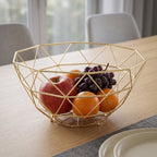 Modern Grid Design Fruit Bowl Made of Geometric Stainless Steel