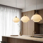 Modern Mid-Century Style White Glass Pendant Light