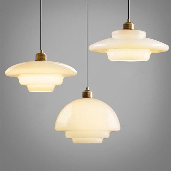 Modern Mid-Century Style White Glass Pendant Light