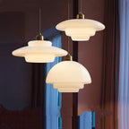 Modern Mid-Century Style White Glass Pendant Light