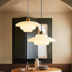 Modern Mid-Century Style White Glass Pendant Light