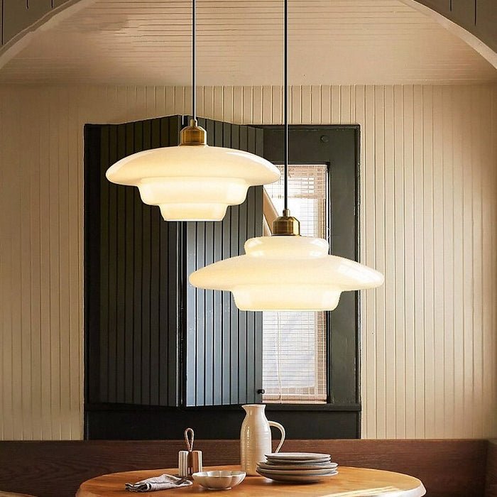 Modern Mid-Century Style White Glass Pendant Light