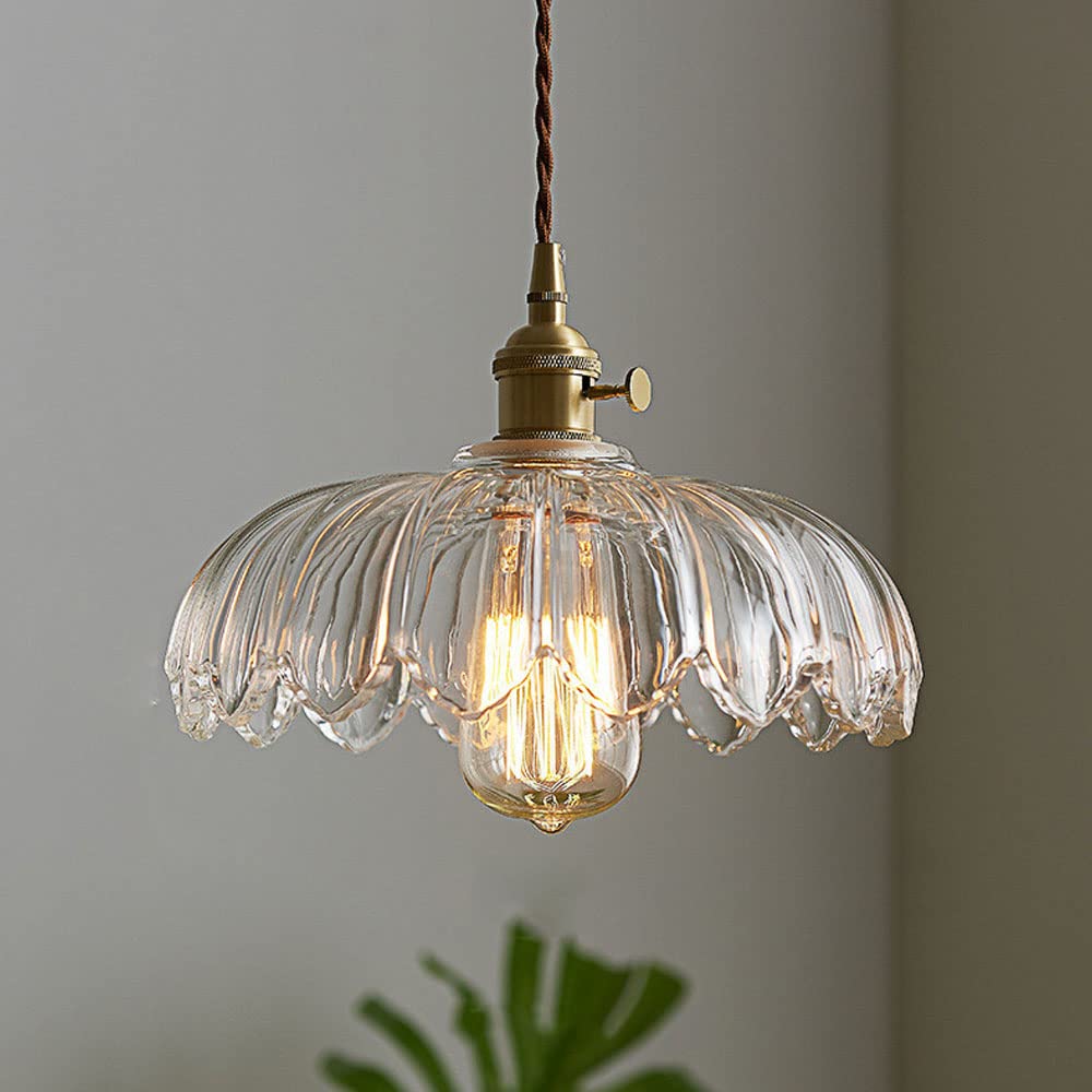 Colored Glass Hanging Light - Vintage Floral Pendant Lamp