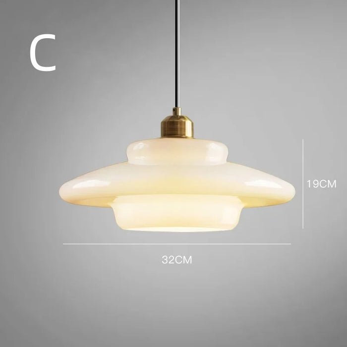 Modern Mid-Century Style White Glass Pendant Light