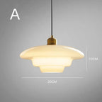 Modern Mid-Century Style White Glass Pendant Light