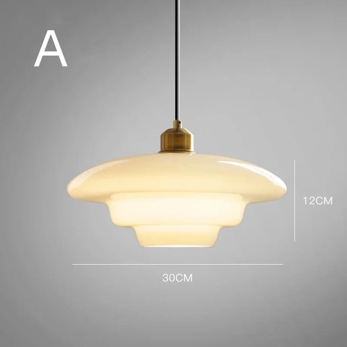 Modern Mid-Century Style White Glass Pendant Light