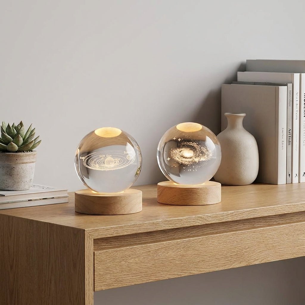 Galaxy-Themed 3D Crystal Ball Lamp for Ambient Lighting