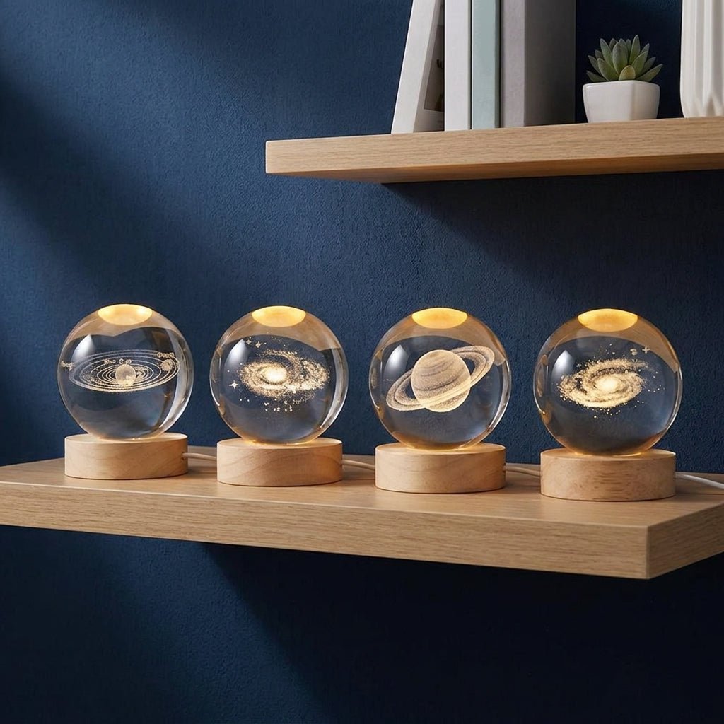 Galaxy-Themed 3D Crystal Ball Lamp for Ambient Lighting