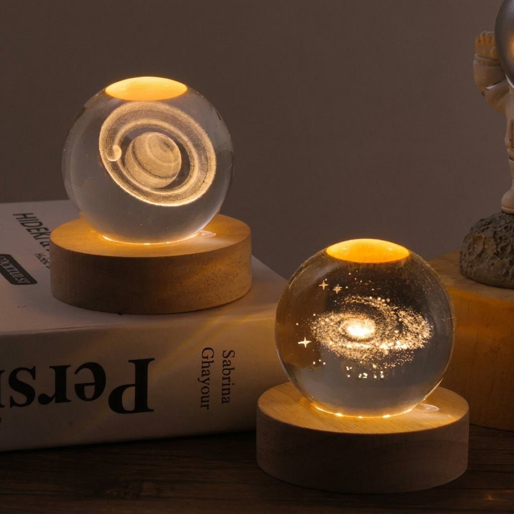 Galaxy-Themed 3D Crystal Ball Lamp for Ambient Lighting