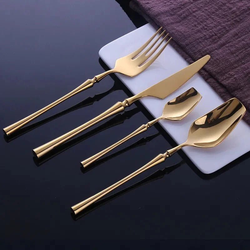 Square-Tipped Spoon Gold Cutlery Set