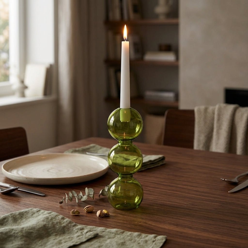 Sculptural Green Candle Holder – Unique Design