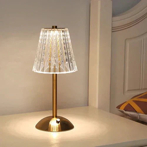 Touch-Sensitive Crystal Table Lamp with Gold Accent Finish