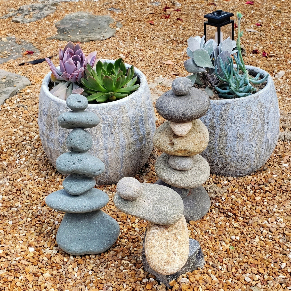 Limestone Garden Cairn Sculpture – Handcrafted Outdoor Decor
