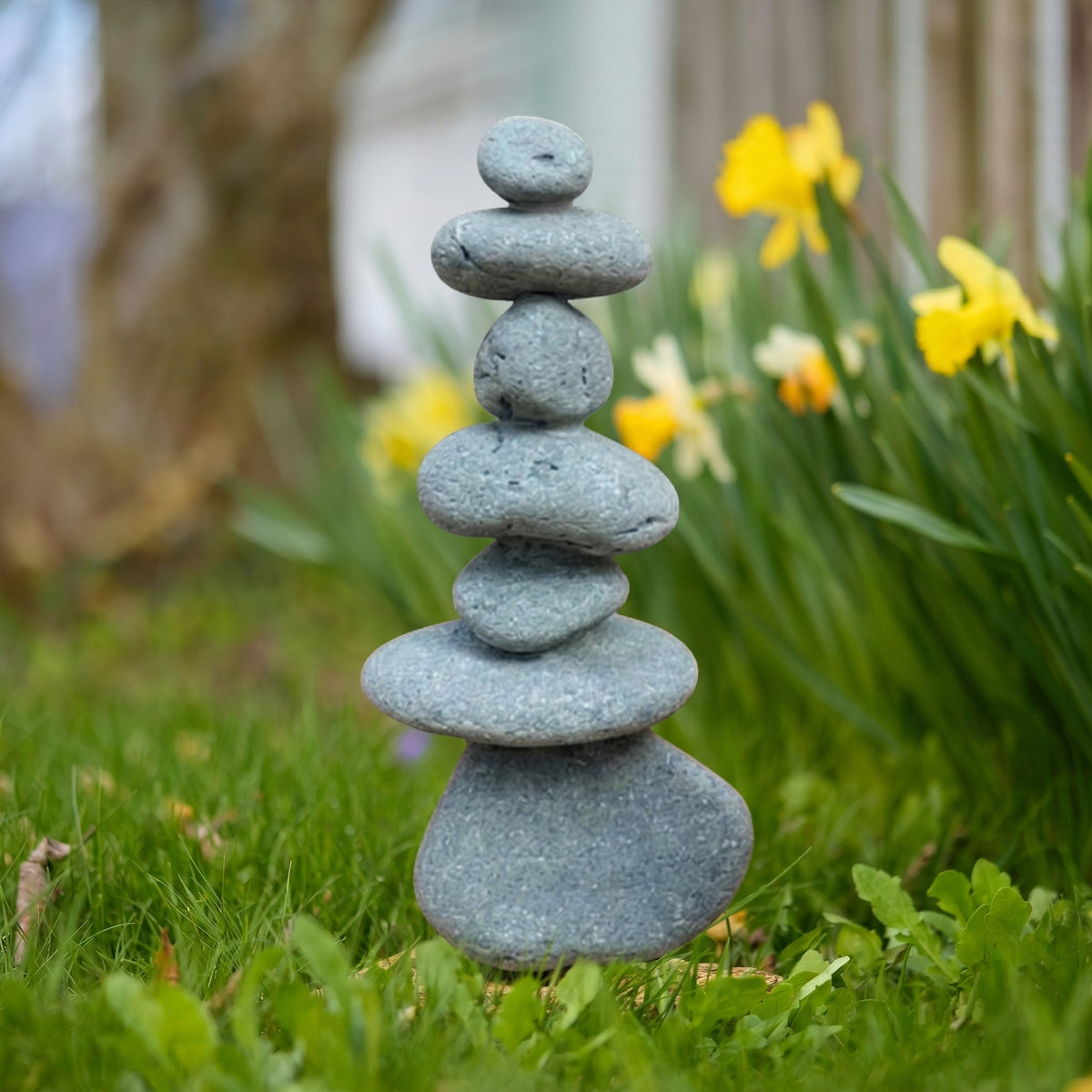 Limestone Garden Cairn Sculpture – Handcrafted Outdoor Decor