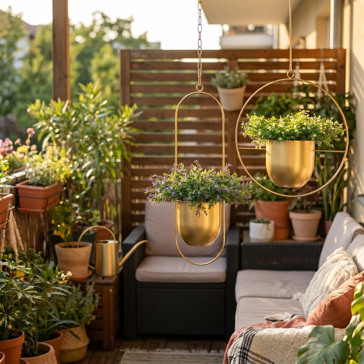 Metal Framed Hanging Planter Pot