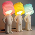 Table Lamp with Pleated Shade in Human Figure Design