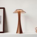 Table Lamp with Clear Disc Shade and Fluted Glass Design