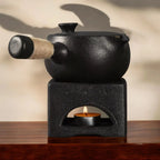 Traditional Craft Stoneware Tea Set with Warming Base