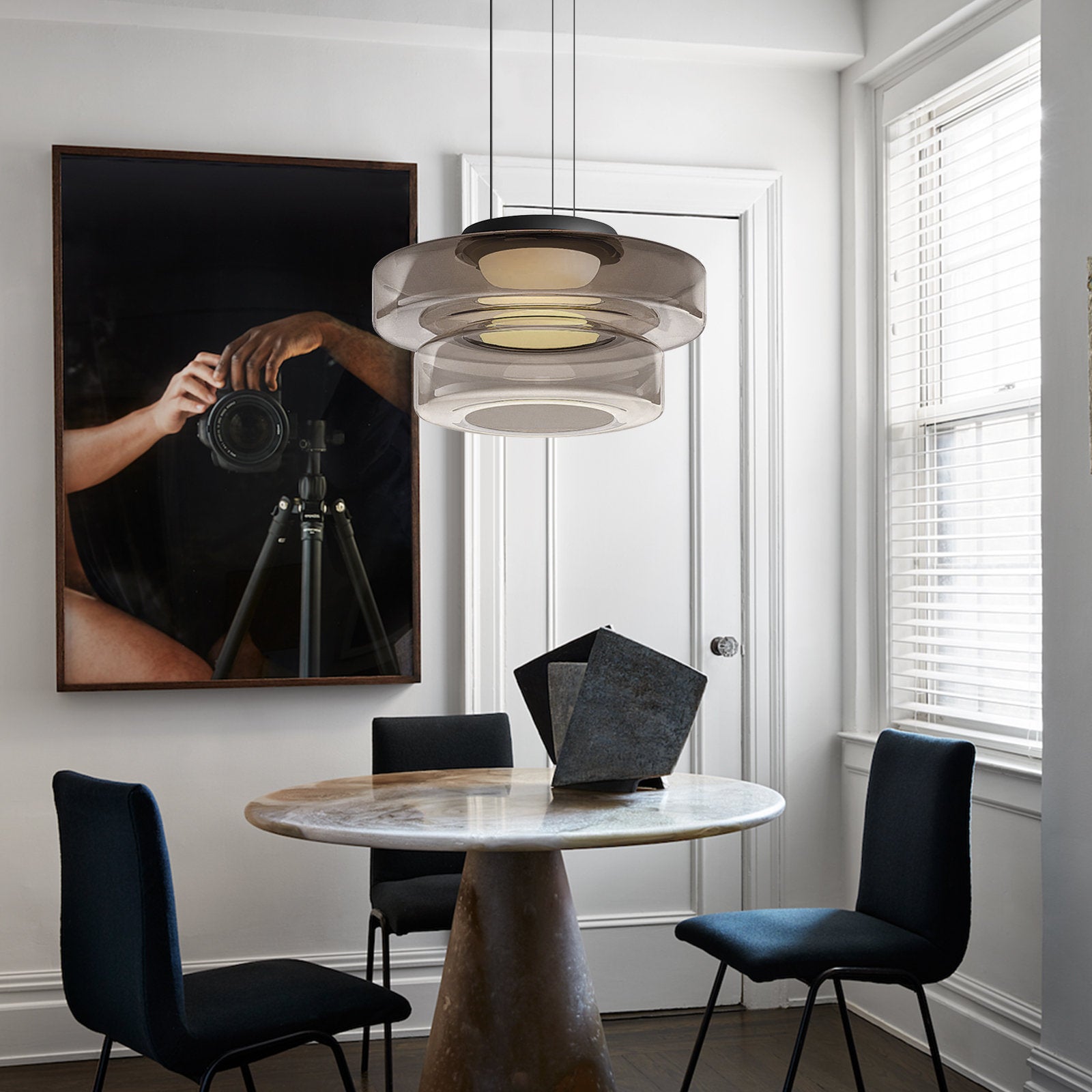 Bauhaus Inspired Hanging Light – Glass Pendant Fixture