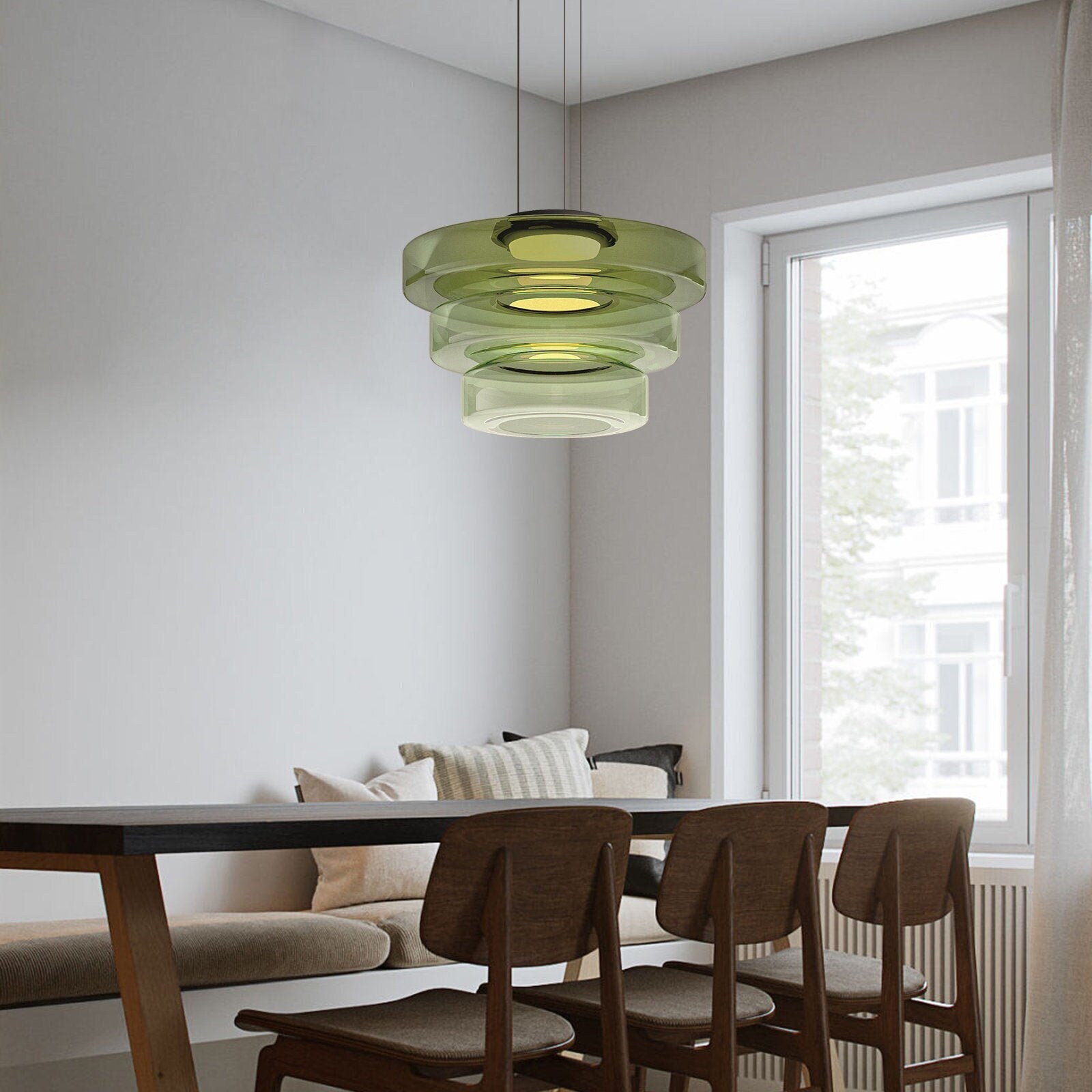 Bauhaus Inspired Hanging Light – Glass Pendant Fixture