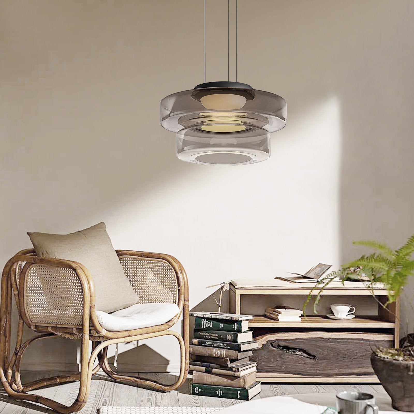 Bauhaus Inspired Hanging Light – Glass Pendant Fixture