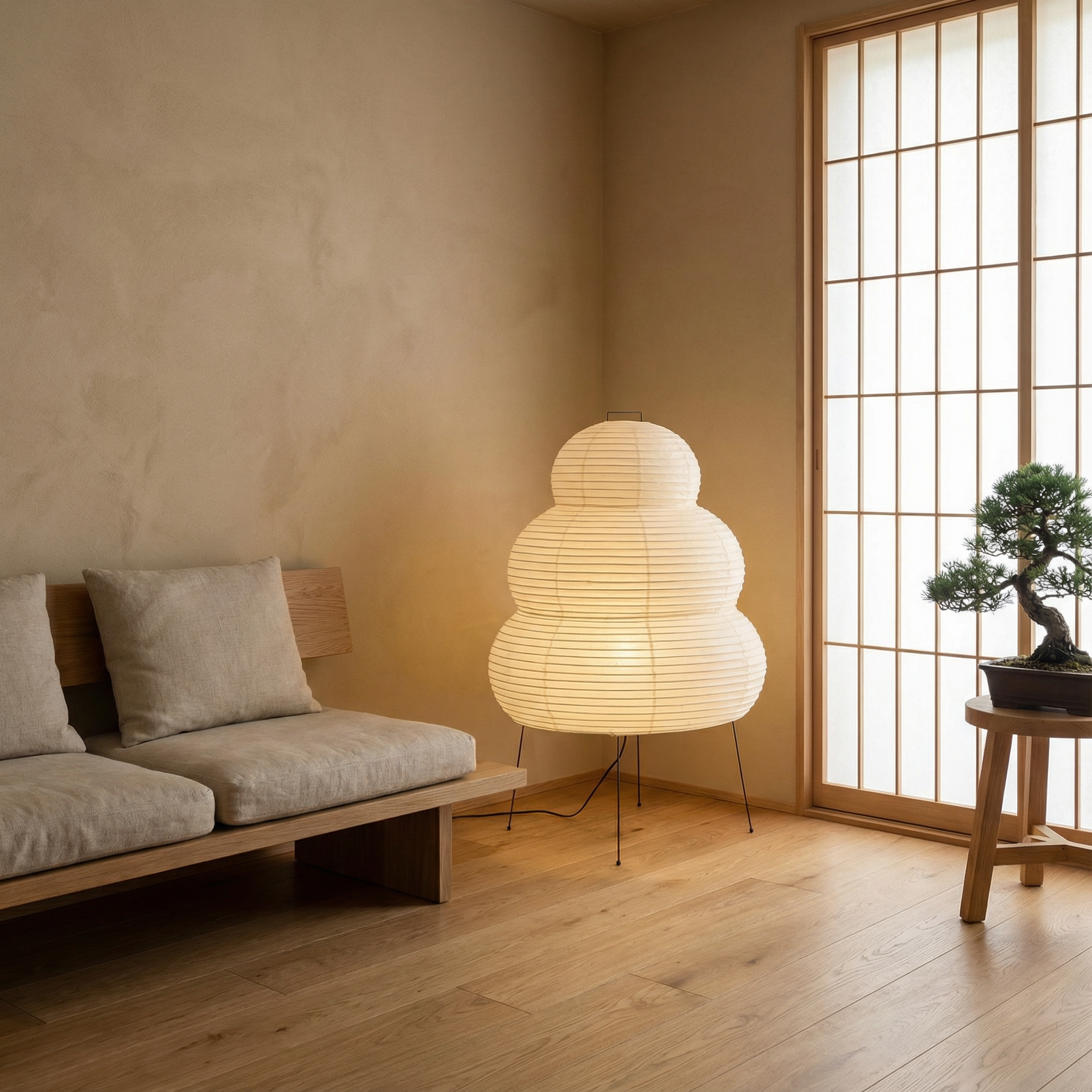 Floor Lamp Made of Japanese Rice Paper