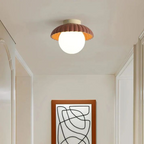 Modern Flush Mount Ceiling Light for Hallway – Glass and Metal Design