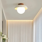 Modern Flush Mount Ceiling Light for Hallway – Glass and Metal Design