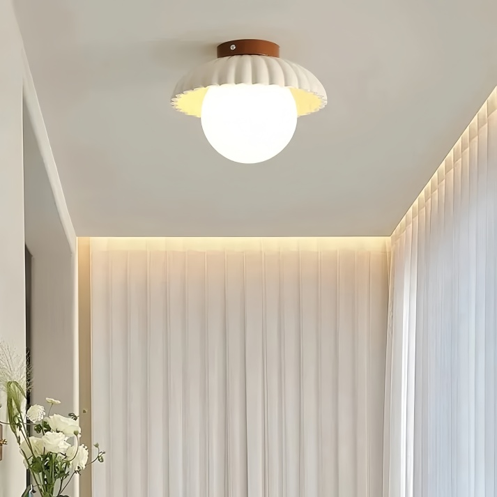 Modern Flush Mount Ceiling Light for Hallway – Glass and Metal Design