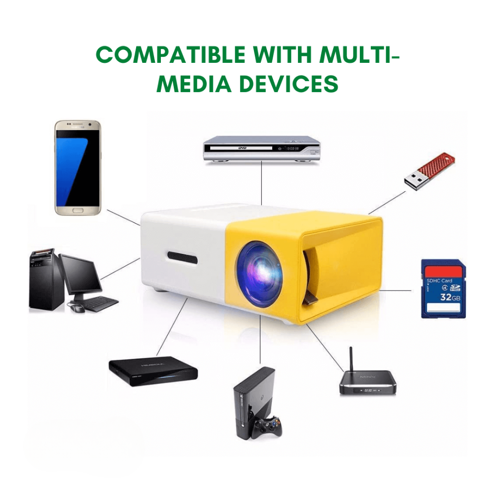 Compact Mini Projector for Home and Outdoor Cinema with HDMI