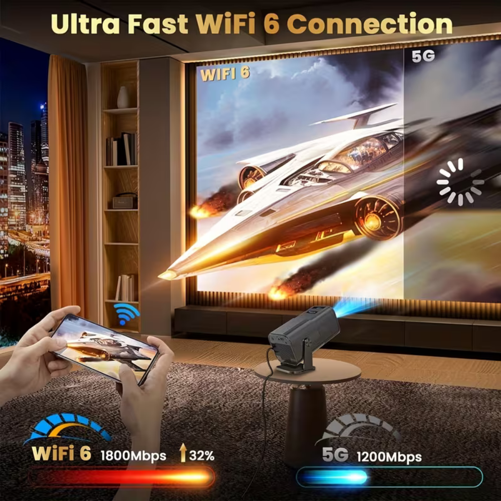 Portable Mini Projector with 1080P Streaming for Home Entertainment