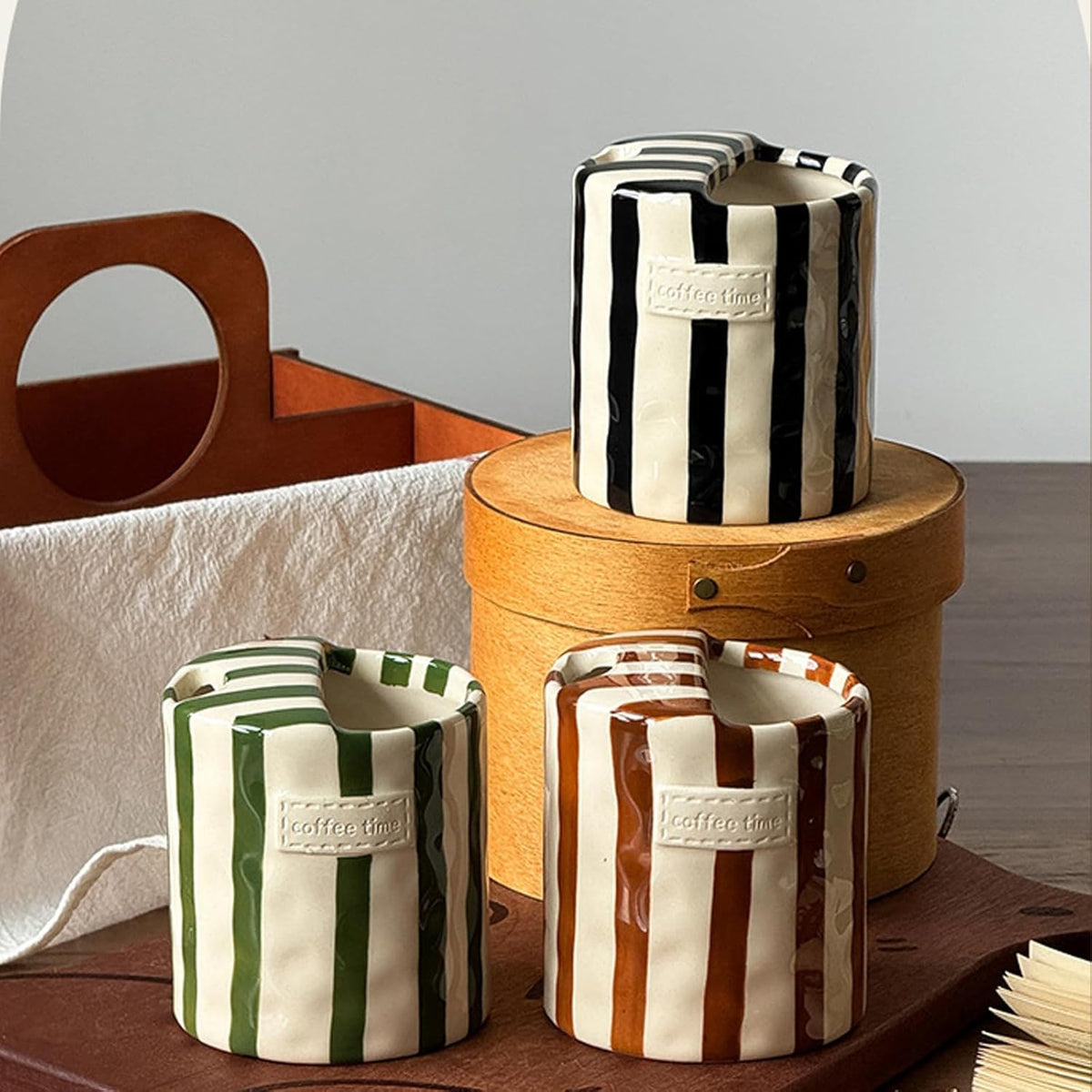 Charming Striped Ceramic Coffee Mug