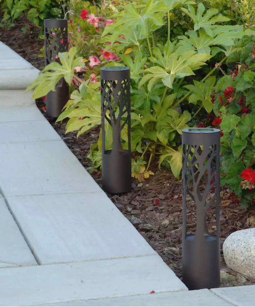 Bronze Metal Cylinder Solar Pathway Light for Garden